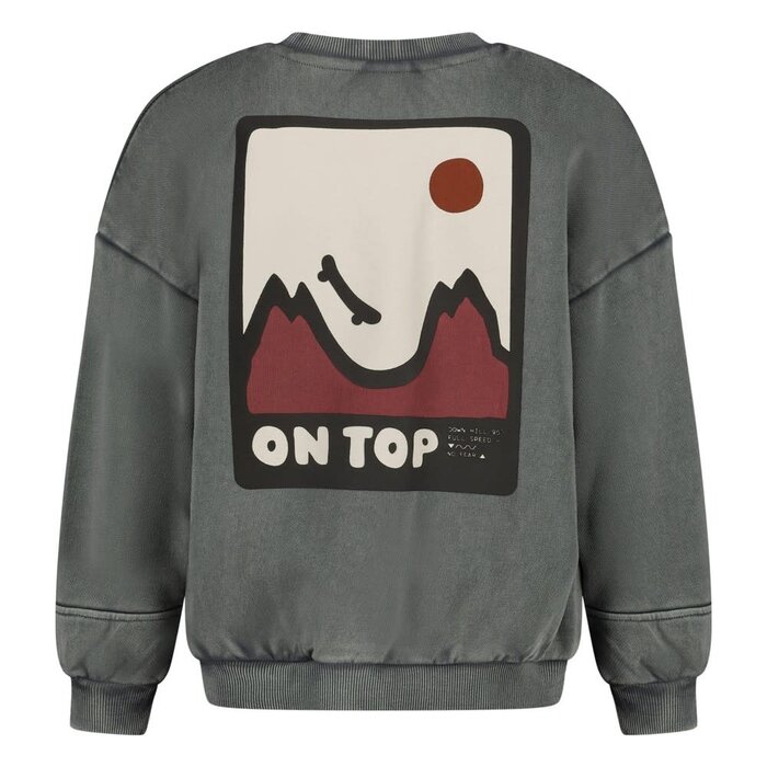 Sturdy Sweater met backprint oversized Grijs - Mountain top