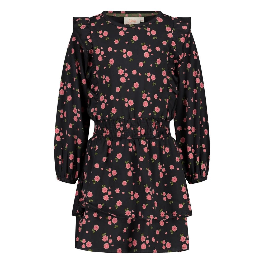 Jubel Jurk AOP Antraciet - Moon Flowers