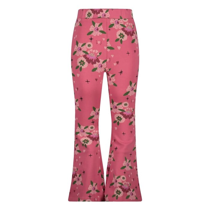 Jubel Flared broek AOP Roze - Moon Flowers