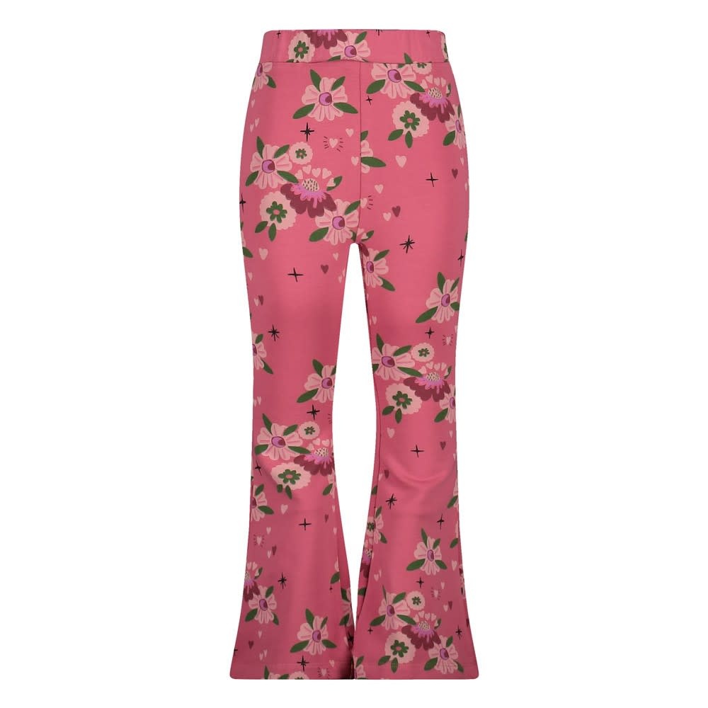 Jubel Flared broek AOP Roze - Moon Flowers