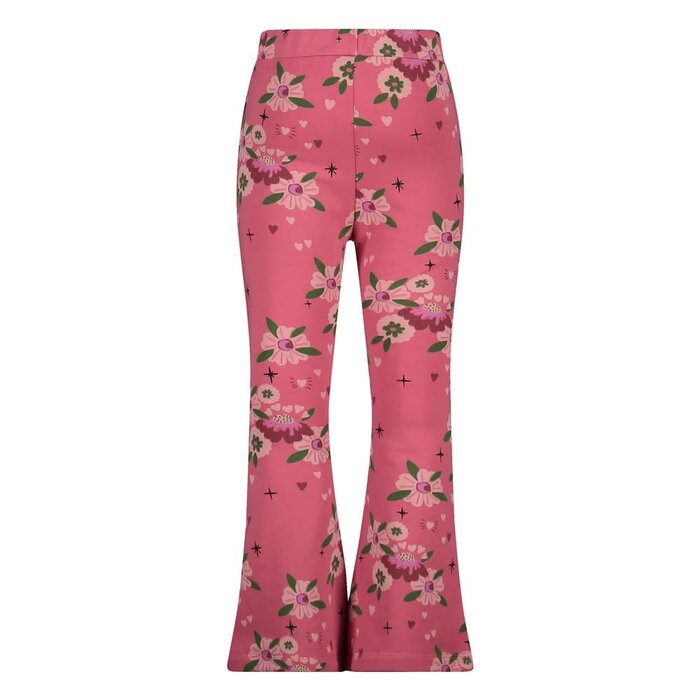 Jubel Flared broek AOP Roze - Moon Flowers