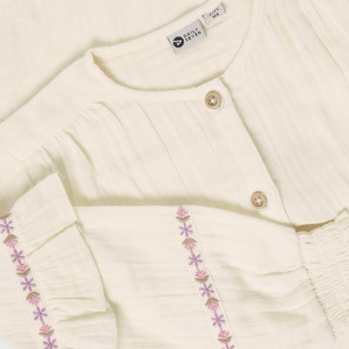 Daily7 Shirt Longsleeve Ruffle Mother of Pearl