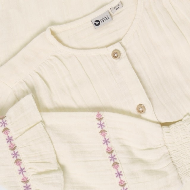 Daily7 Shirt Longsleeve Ruffle Mother of Pearl