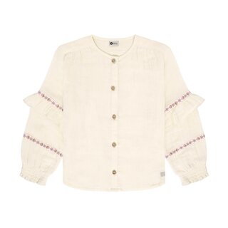 Daily7 Shirt Longsleeve Ruffle Mother of Pearl