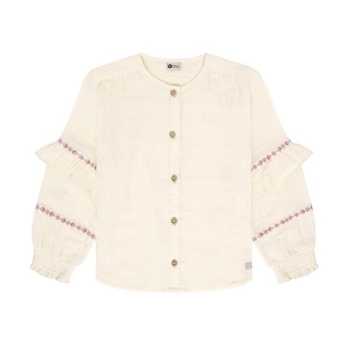 Daily7 Shirt Longsleeve Ruffle Mother of Pearl