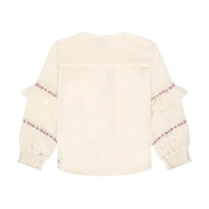 Daily7 Shirt Longsleeve Ruffle Mother of Pearl