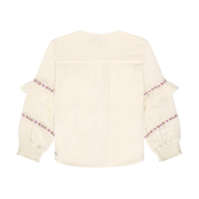 Daily7 Shirt Longsleeve Ruffle Mother of Pearl