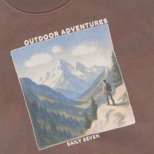 Daily7 Oversized Sweater Print Almond Brown