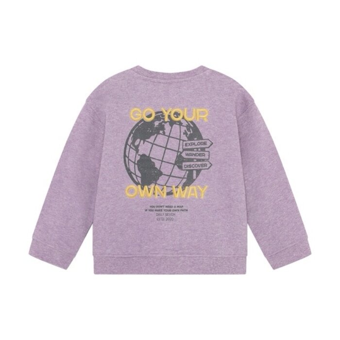 Daily7 Oversized Sweater Backprint Purple Melange