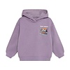 Oversized Hoodie Chest Print Purple Melange