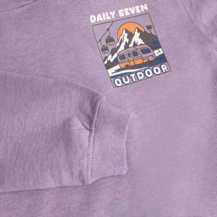 Daily7 Oversized Hoodie Chest Print Purple Melange