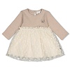 Jurk met geborduurd tule Taupe melange - Dress to Impress