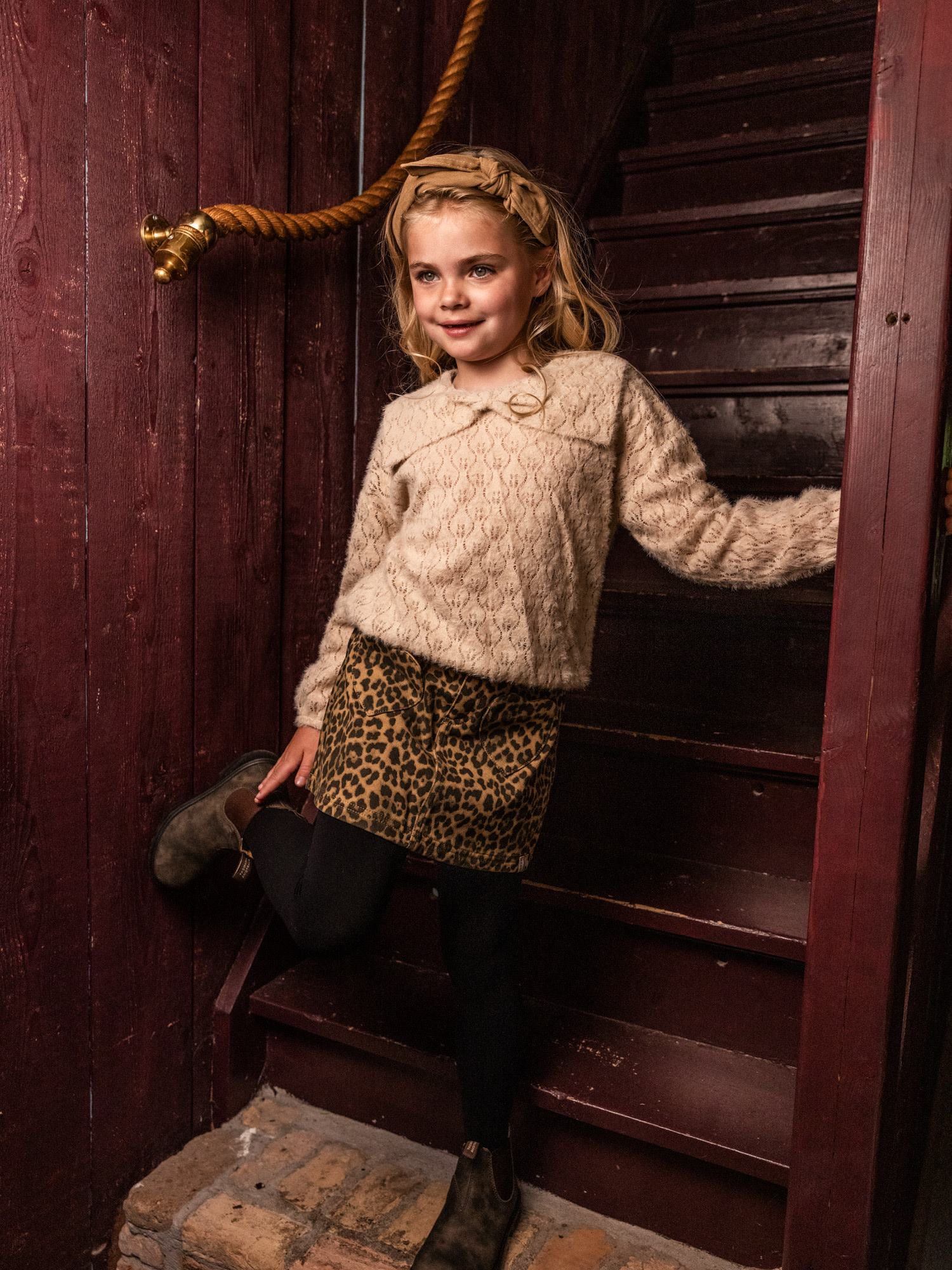 Looxs Little lace bow blouse Latte
