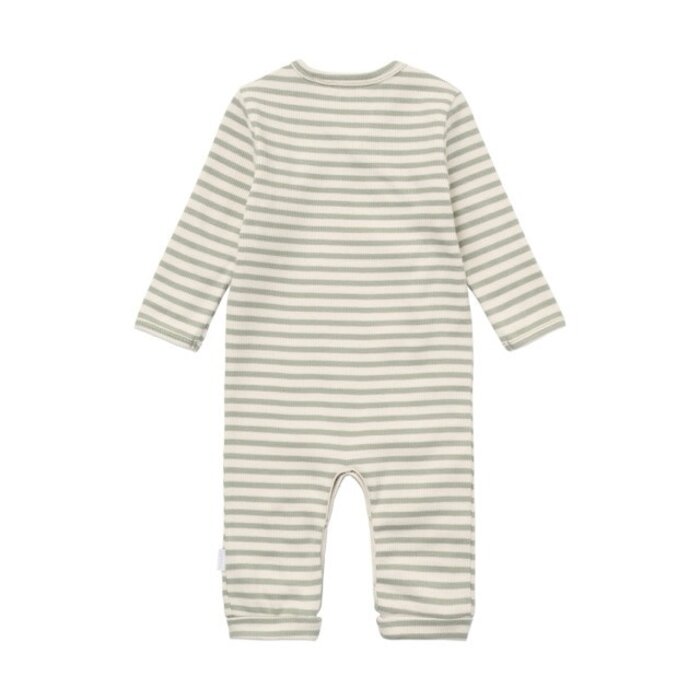 Noppies Playsuit LS stripe Iceberg Green