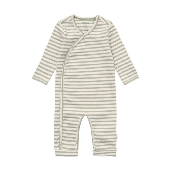 Noppies Playsuit LS stripe Iceberg Green