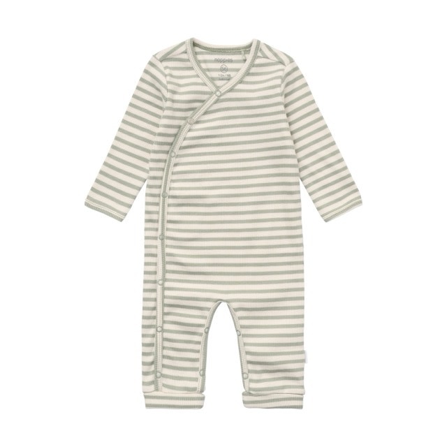 Noppies Playsuit LS stripe Iceberg Green