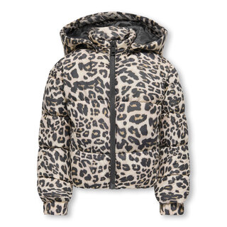Kids Only KMGDALIA SHORT PUF AOP JACKET Silver Mink Leo