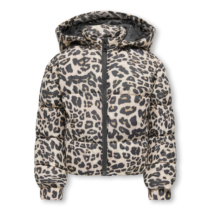 Kids Only KMGDALIA SHORT PUF AOP JACKET Silver Mink Leo