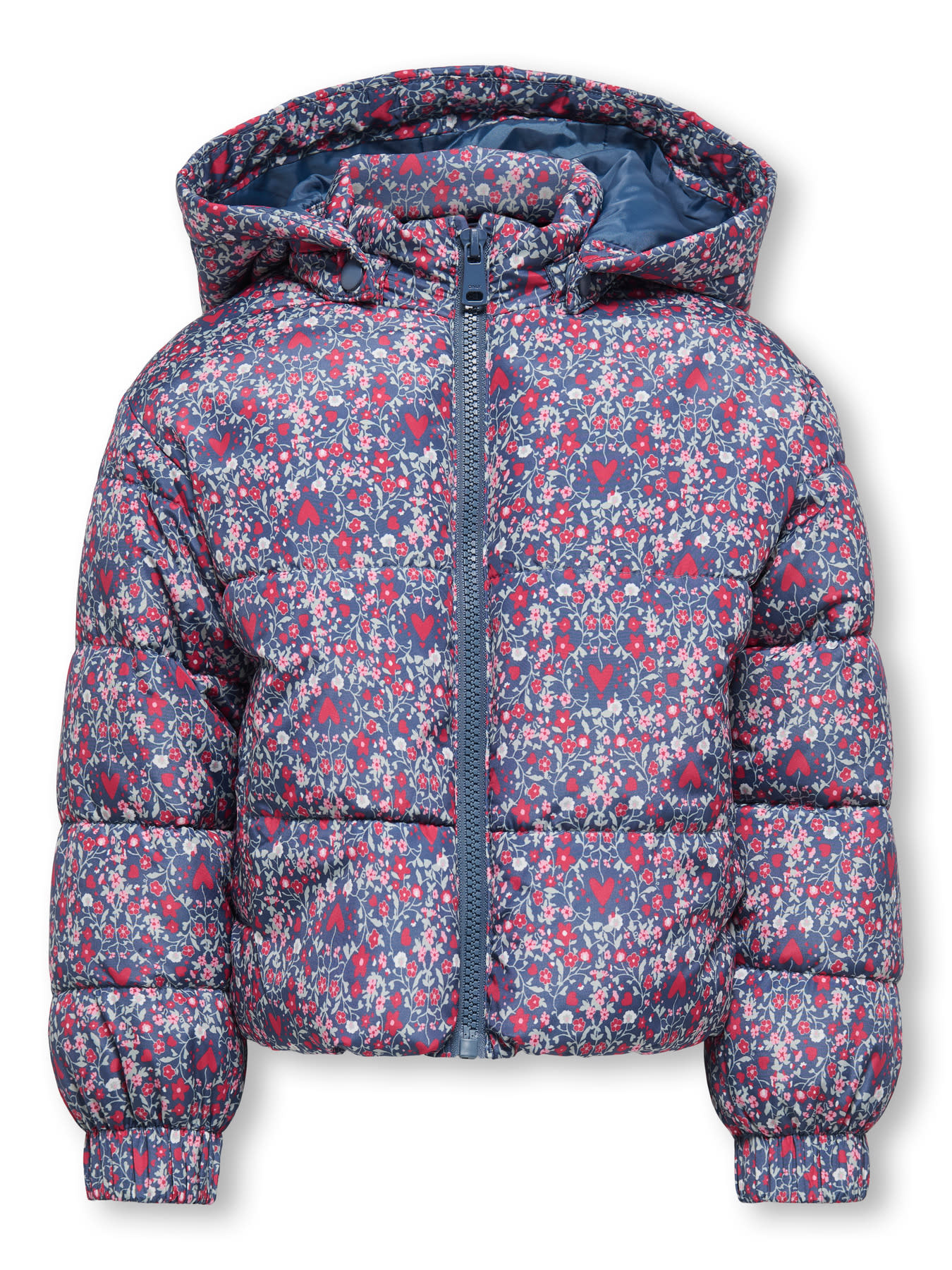 Kids Only KMGDALIA SHORT PUF AOP JACKET Vintage Indigo Flower Heart