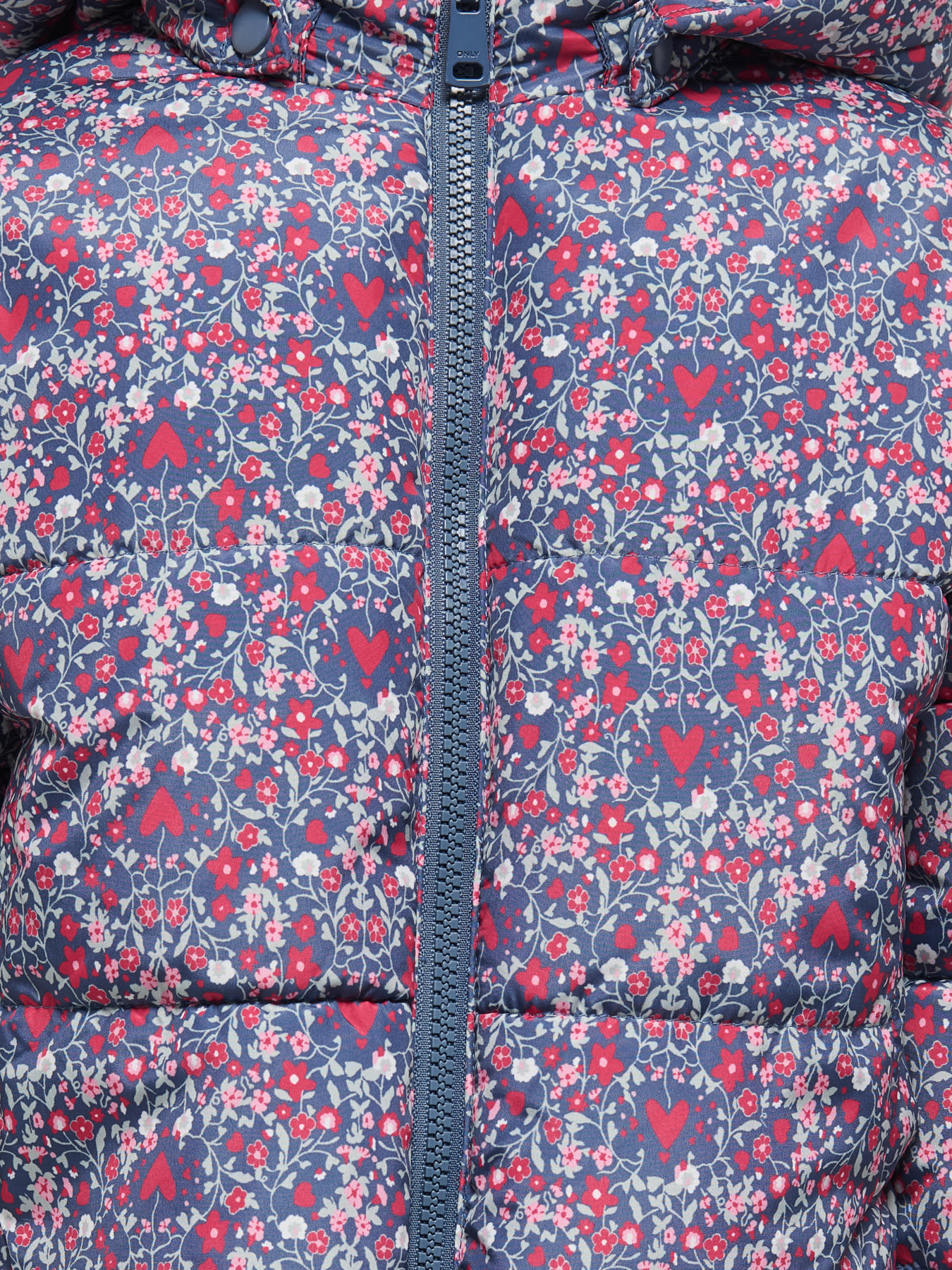 Kids Only KMGDALIA SHORT PUF AOP JACKET Vintage Indigo Flower Heart