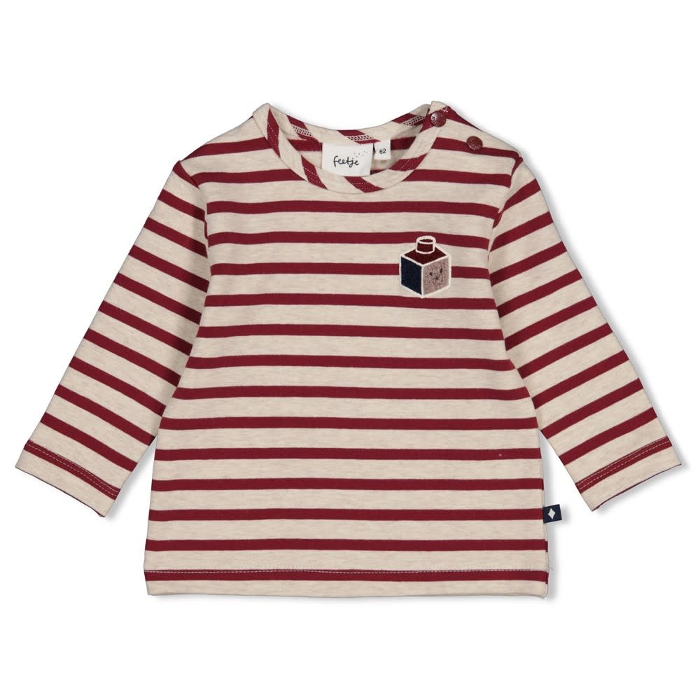 Feetje Longsleeve streep Bordeaux - Built for Fun