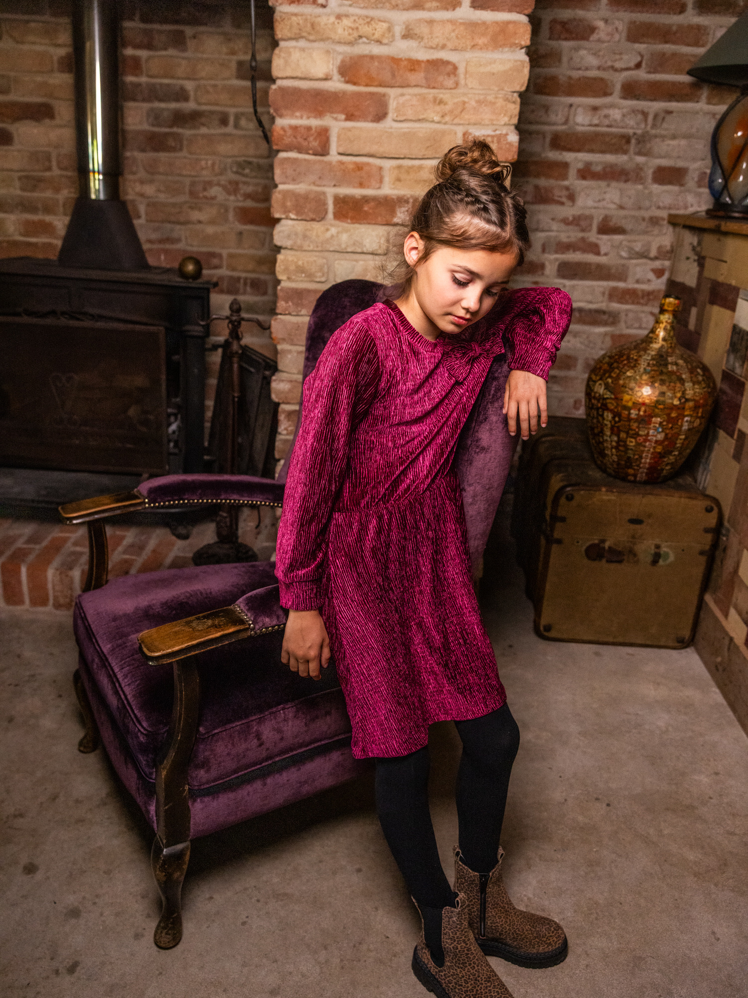 Looxs Little velvet dress Ruby red