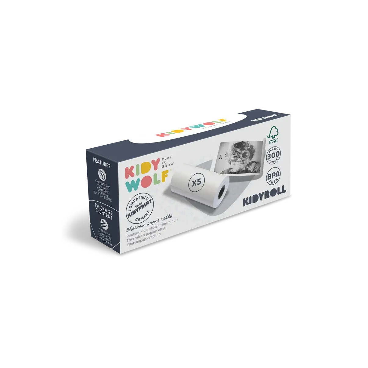 Kidywolf KIDYROLL 1x 5 Zelfklevend klassieke papierrollen
