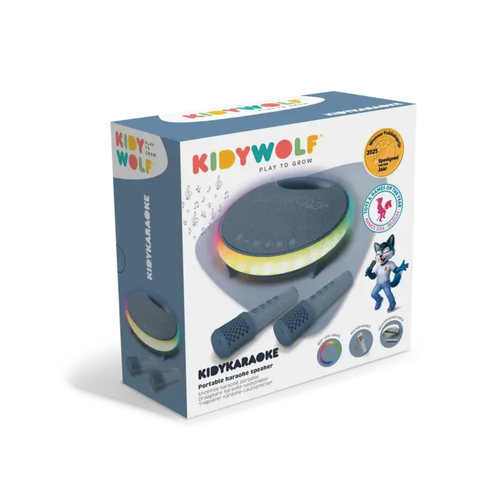 Kidywolf KIDYKARAOKE karaoke luidspreker met 2 microfoons Blauw
