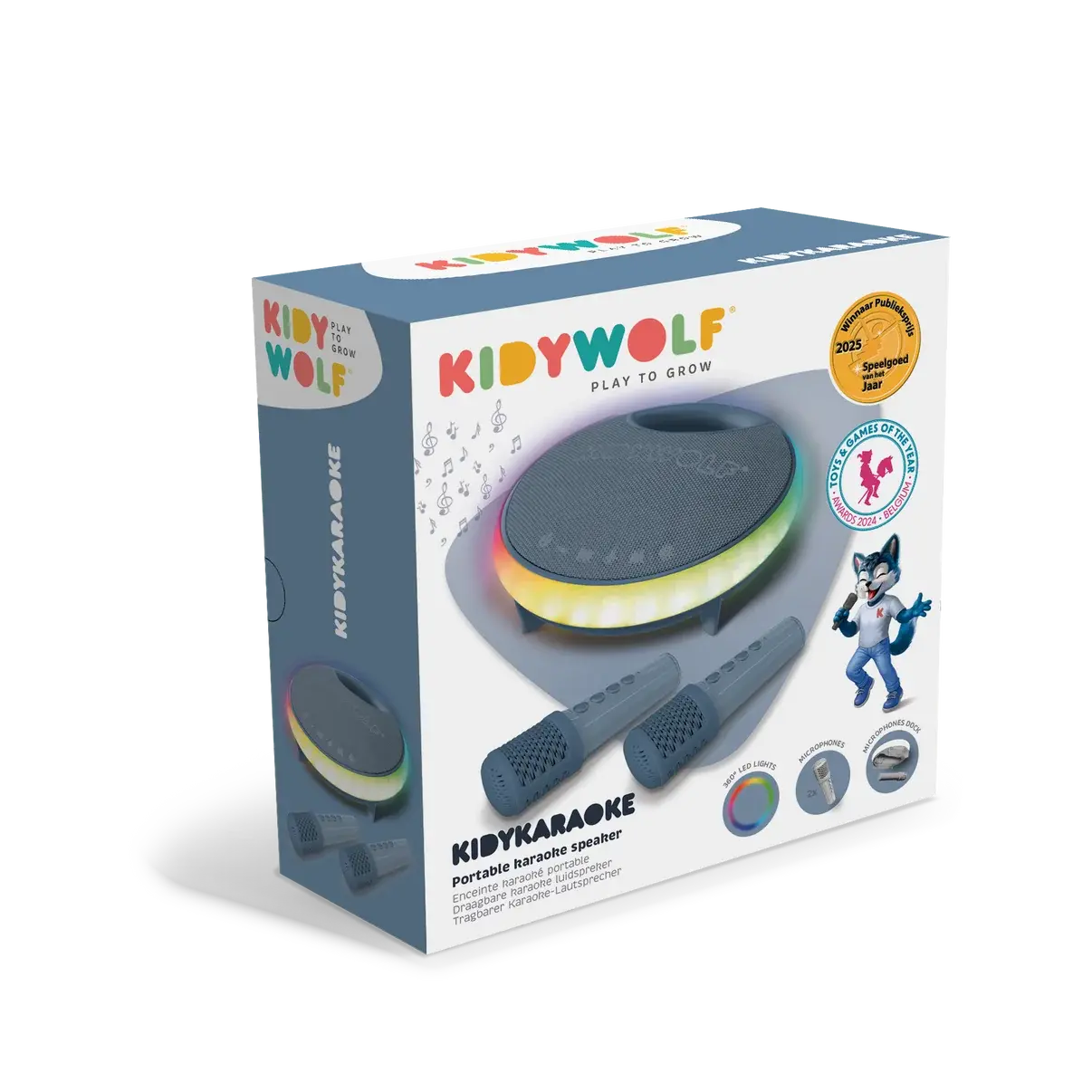 Kidywolf KIDYKARAOKE karaoke luidspreker met 2 microfoons Blauw