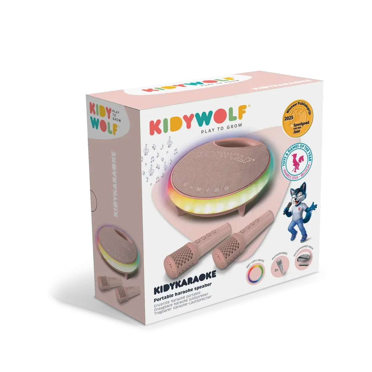 Kidywolf KIDYKARAOKE karaoke luidspreker met 2 microfoons Roze