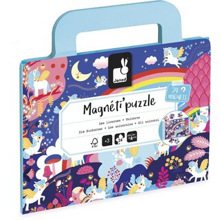 Janod Janod Magnetipuzzel - Eenhoorns 24 stukjes