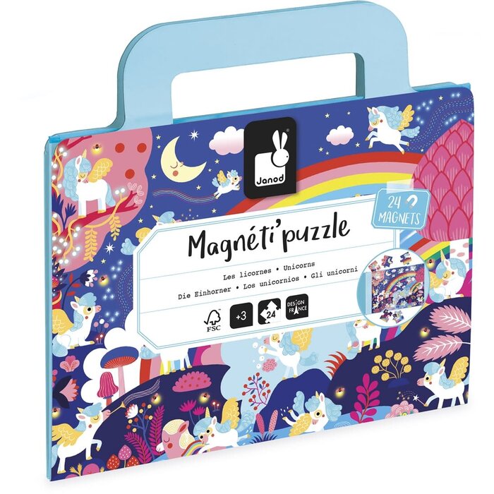 Janod Janod Magnetipuzzel - Eenhoorns 24 stukjes