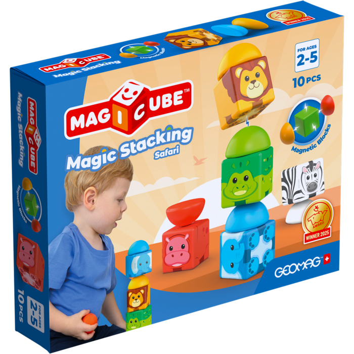 Geomag Magicube Stacking Safari 10-delig | Magnetisch speelgoed | 1-5 jaar