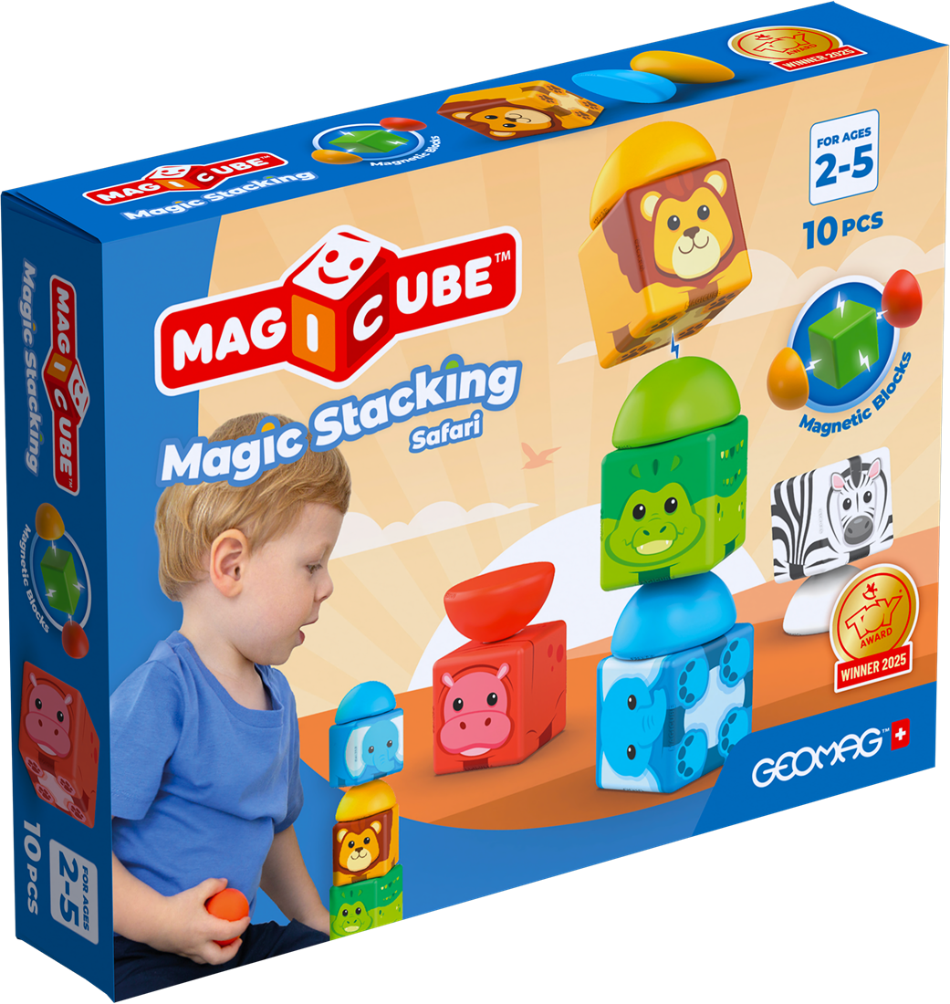 Geomag Magicube Stacking Safari 10-delig | Magnetisch speelgoed | 1-5 jaar