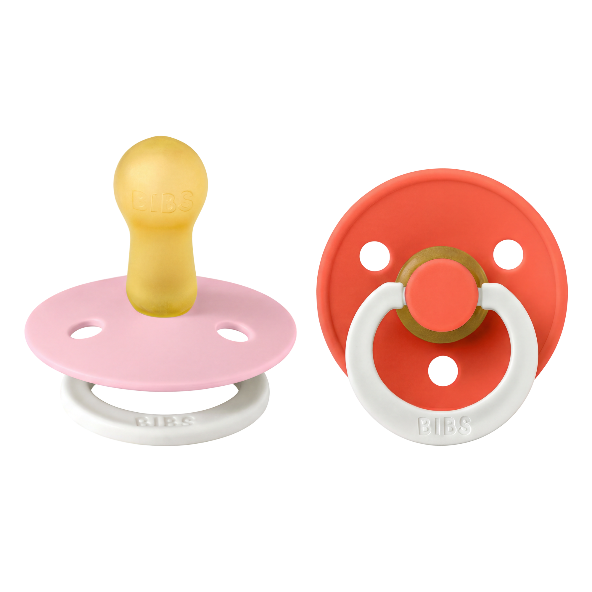 Bibs Ronde speen 2-pack natuurrubber Glow Baby Pink/Tango - maat 2