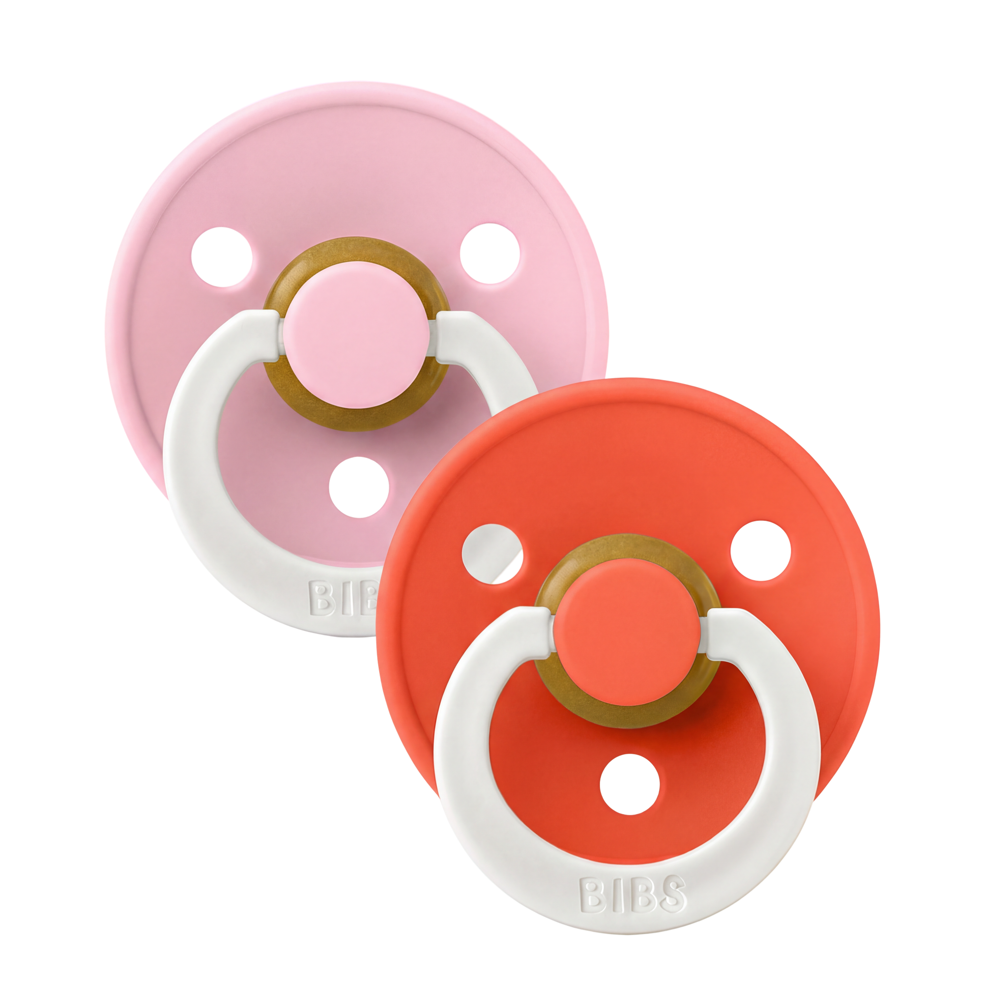 Bibs Ronde speen 2-pack natuurrubber Glow Baby Pink/Tango - maat 3