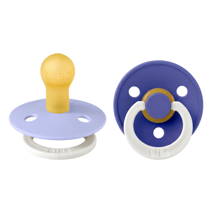 Bibs Ronde speen 2-pack natuurrubber Glow Hush/Grape - maat 1