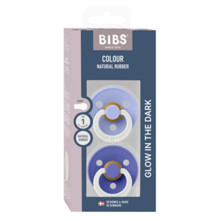 Bibs Ronde speen 2-pack natuurrubber Glow Hush/Grape - maat 1