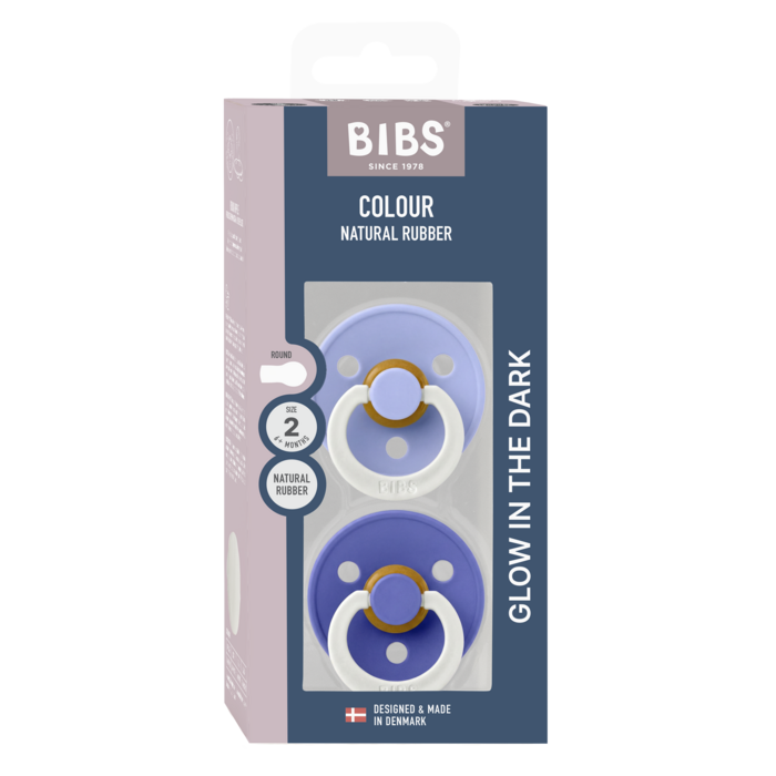 Bibs Ronde speen 2-pack natuurrubber Glow Hush/Grape - maat 2