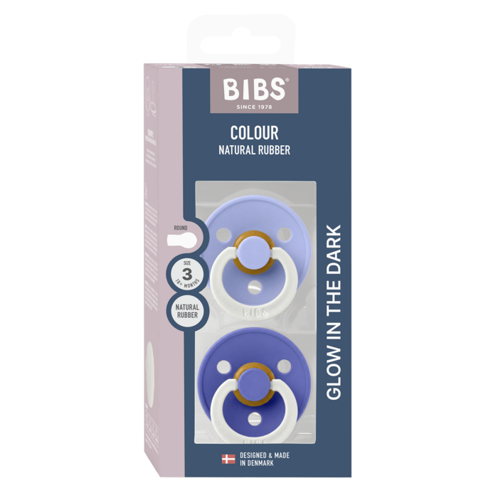 Bibs Ronde speen 2-pack natuurrubber Glow Hush/Grape - maat 3
