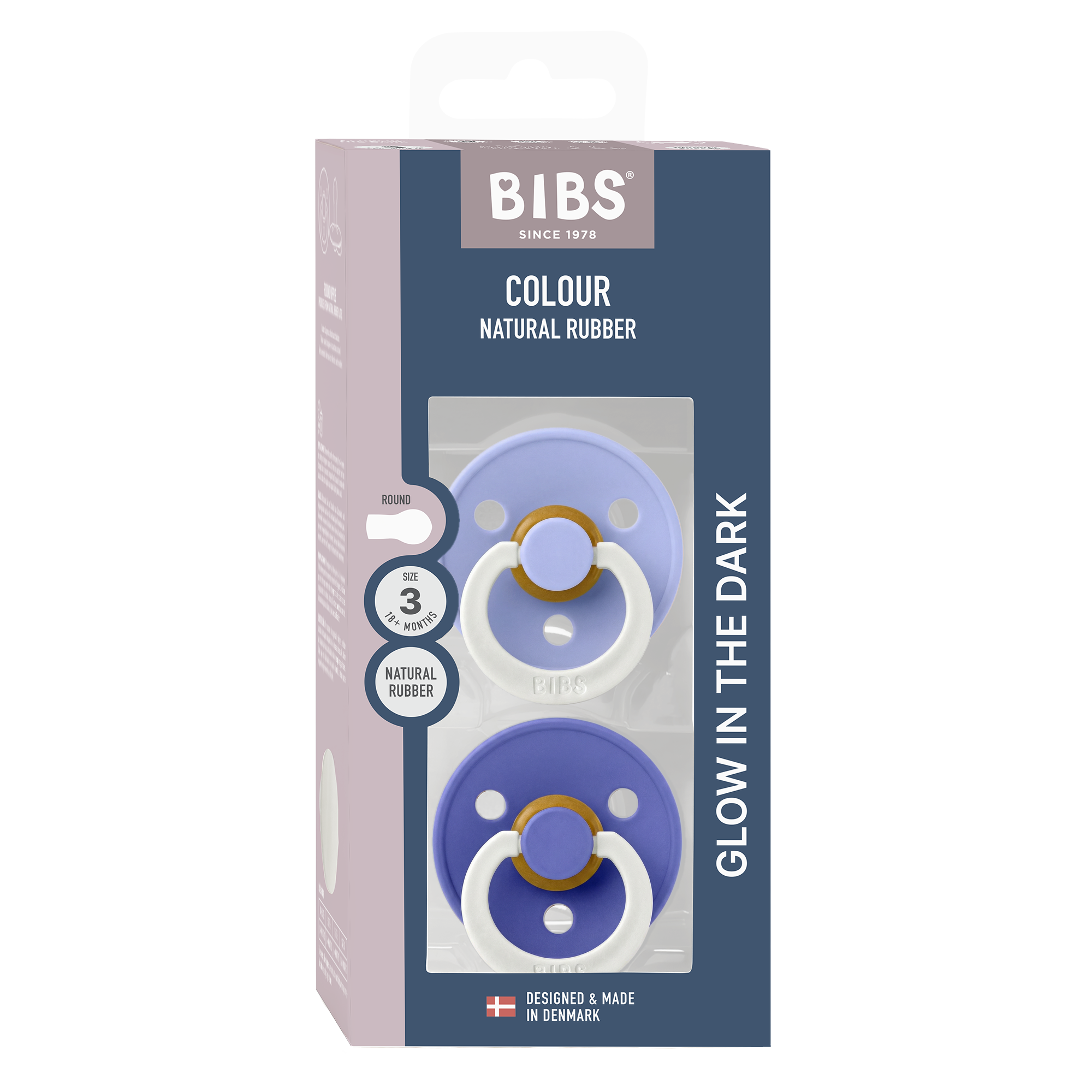 Bibs Ronde speen 2-pack natuurrubber Glow Hush/Grape - maat 3
