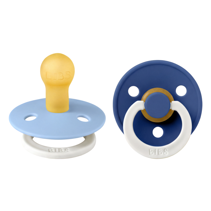 Bibs Ronde speen 2-pack natuurrubber Glow Sky Blue/Cornflower - maat 1