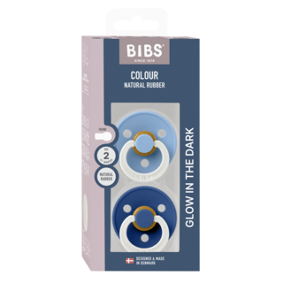 Bibs Ronde speen 2-pack natuurrubber Glow Sky Blue/Cornflower - maat 2