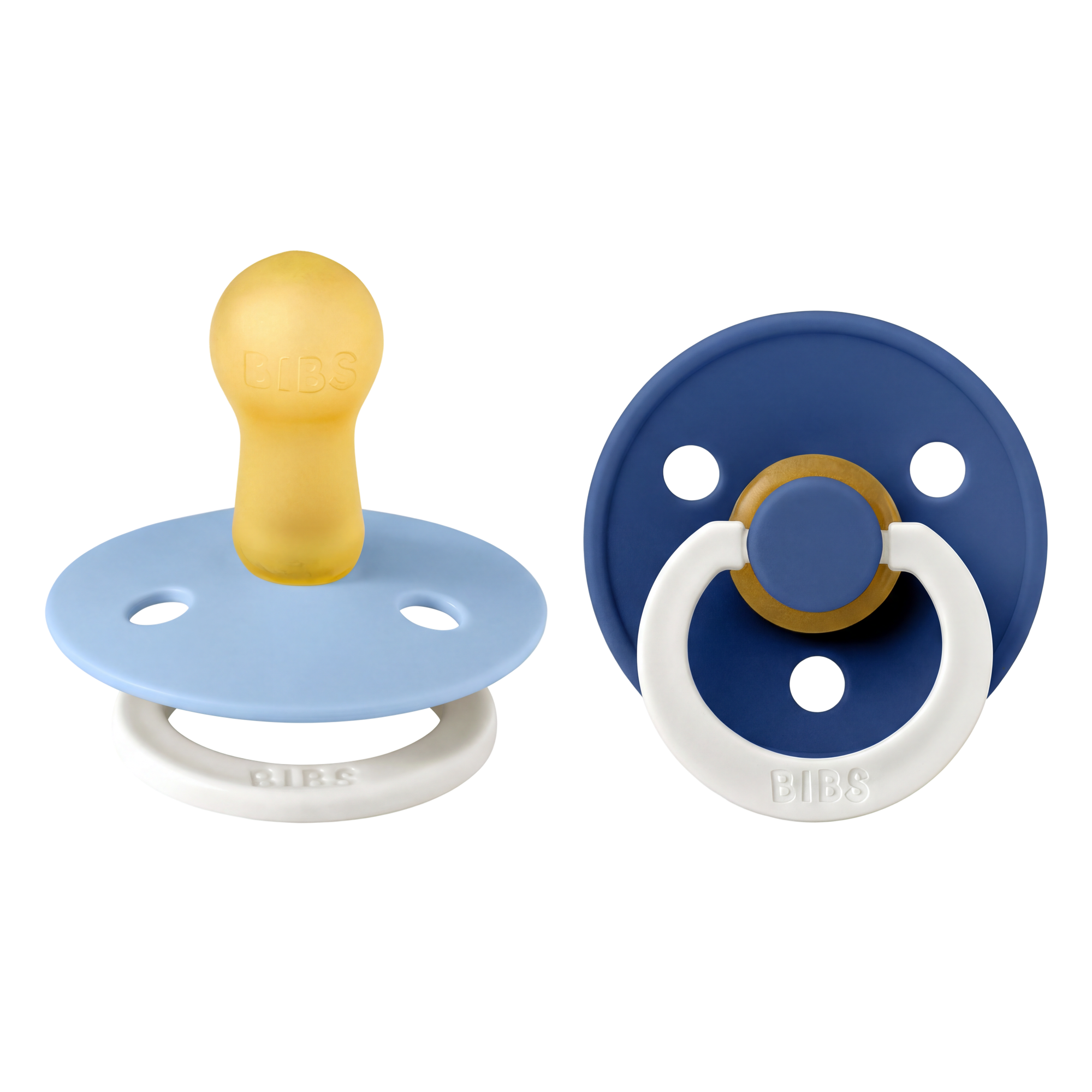 Bibs Ronde speen 2-pack natuurrubber Glow Sky Blue/Cornflower - maat 2
