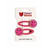 Haarspeldjes smiley neon pink