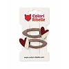 Haarspeldjes hearts brown/beige