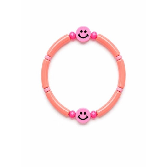 Colori Ribelle Armband tube peach met smiley