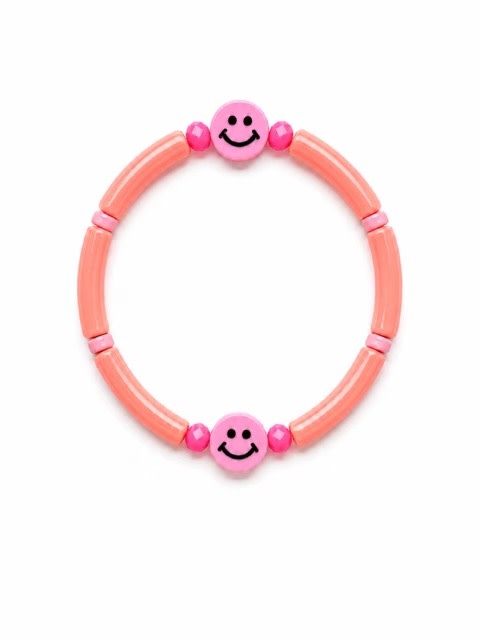 Colori Ribelle Armband tube peach met smiley