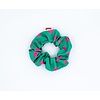 Scrunchie green / pink hearts