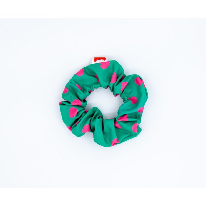 Colori Ribelle Scrunchie green / pink hearts